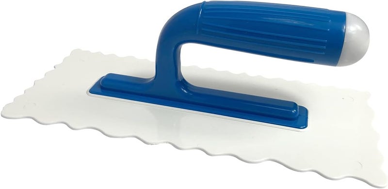 Hanroy Polygon Plastic Trowel with Comfortable Blue Grip Handle, Includes 4.7" x 11'' White Finishing Trowels, Lightweight Mounting, Round End, Suitable for Scrape,Plastering and Paint Walls(D2812AB) - Image 1